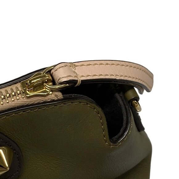 Auth FENDI By The Way 8BL146 Khaki Dark Brown Light Pink Leather - Handbag - Picture 8 of 16